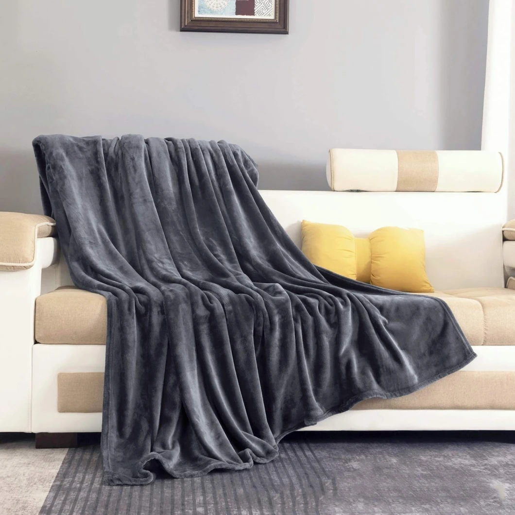 Microfiber Throw Fleece Bed Blanket Wholesale Cheap Solid Color Flannel Blanket Summer Blanket