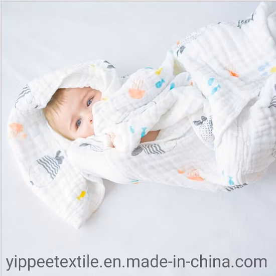 Baby Receiving Blanket Made of 100% Cotton Muslin Fabric