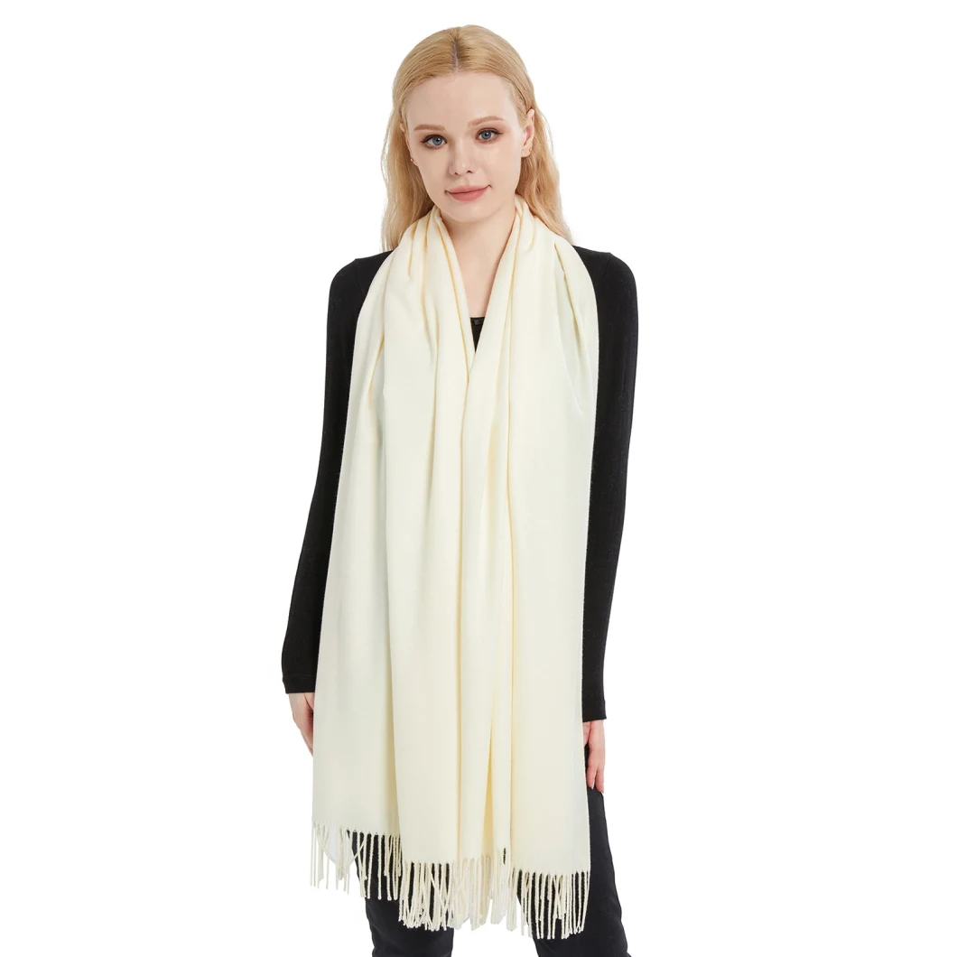 High Quality Classic Women White Pashmina Shawls Wrap Scarf