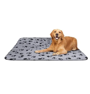 Electomania Manta para cachorro Cojín para perros y gatos Mantas de forro polar para mascotas Colchoneta para dormir Cojín para cama Funda para cama Estampado de patas Gatito Manta suave y cálida Animales (Gris, Mediano)