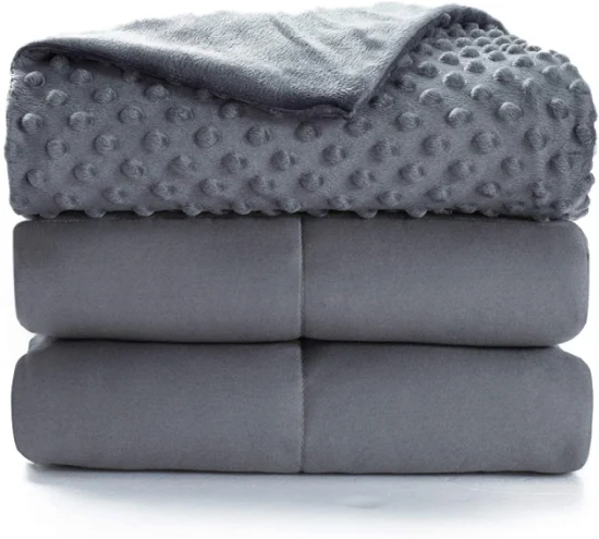 Muestra de personalización Minky Manta ponderada de doble capa Cubierta de algodón Manta ponderada suave de color gris personalizada
